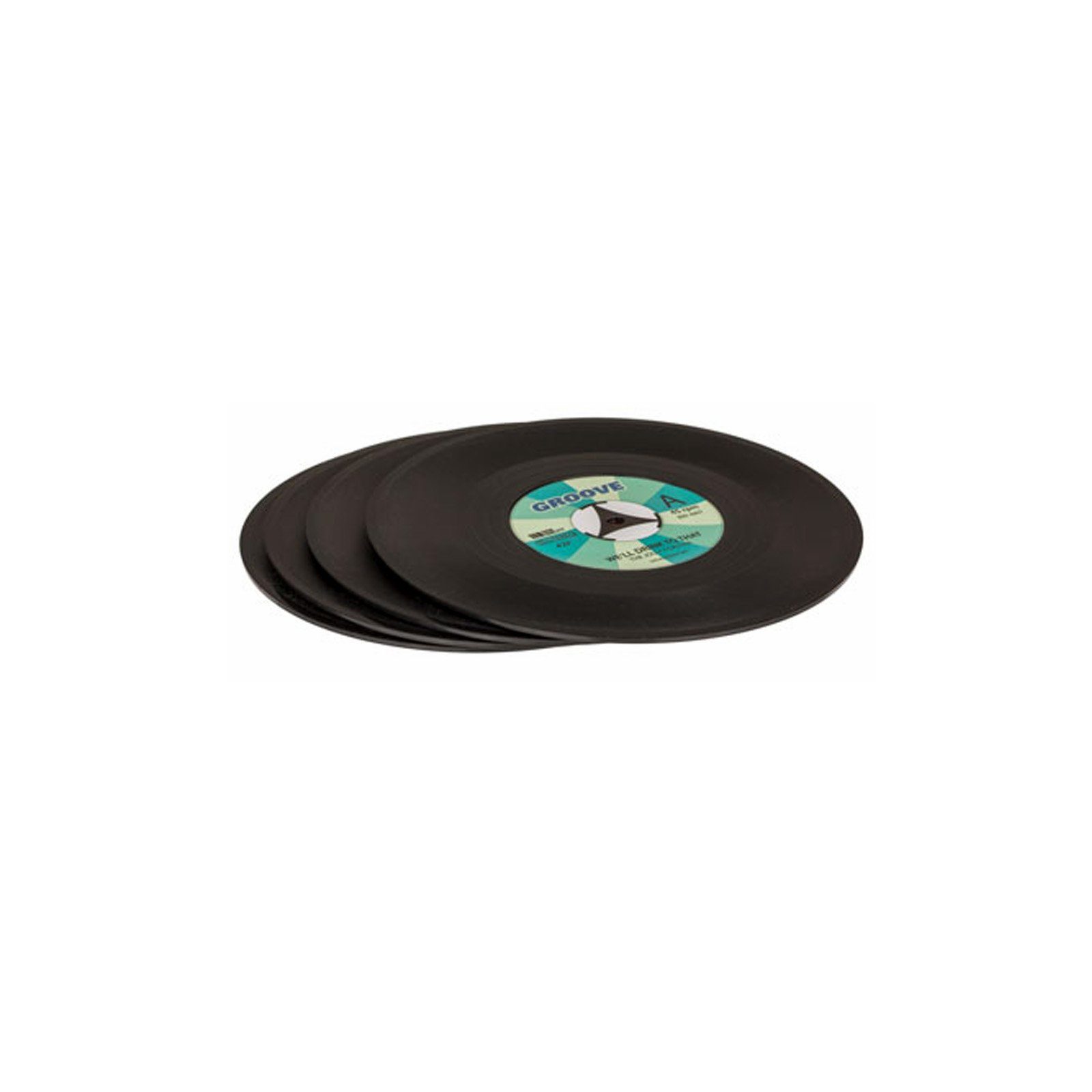 HAC24 Untersetzer Vinyl 11 Set, Tassenuntersetzer, cm, Ø Glasuntersetzer 4-tlg., Glas Rund Schallplatten