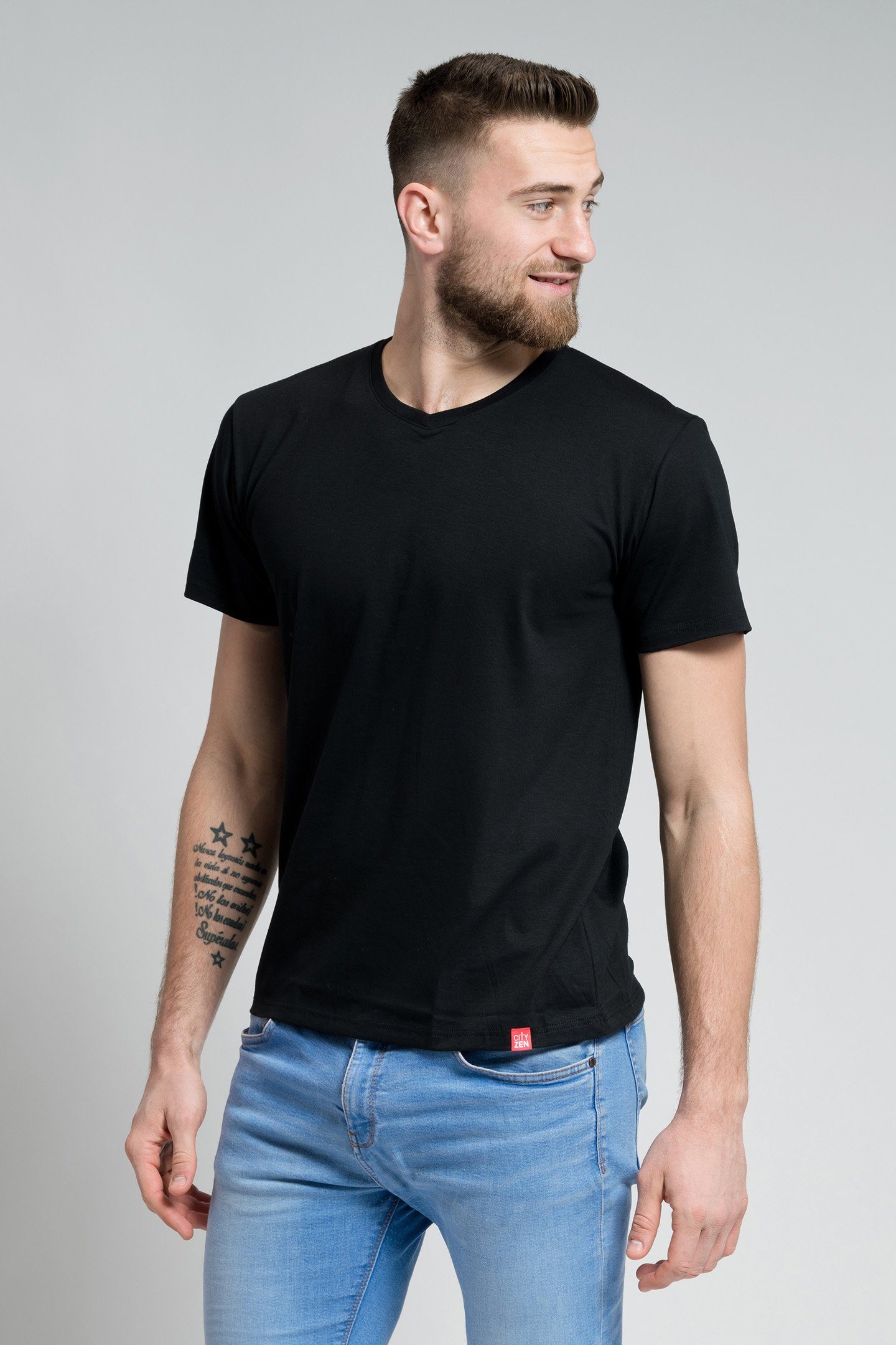 CityZen T-Shirt V-Ausschnitt Schwarz