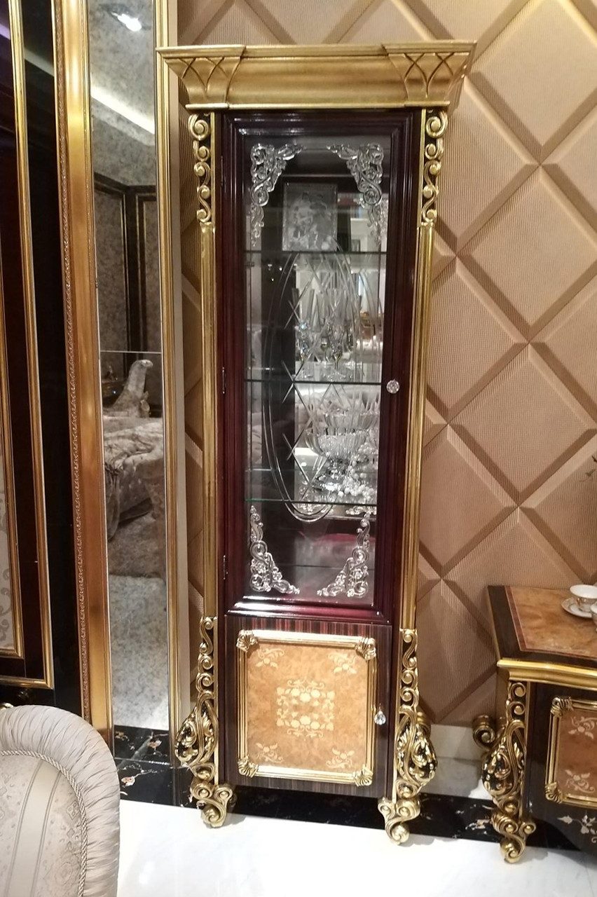 Xlmoebel Vitrine Eleganter Vitrinenschrank im Barock-Rokoko-Design aus Holz (Vitrine) Hergestellt in Europa
