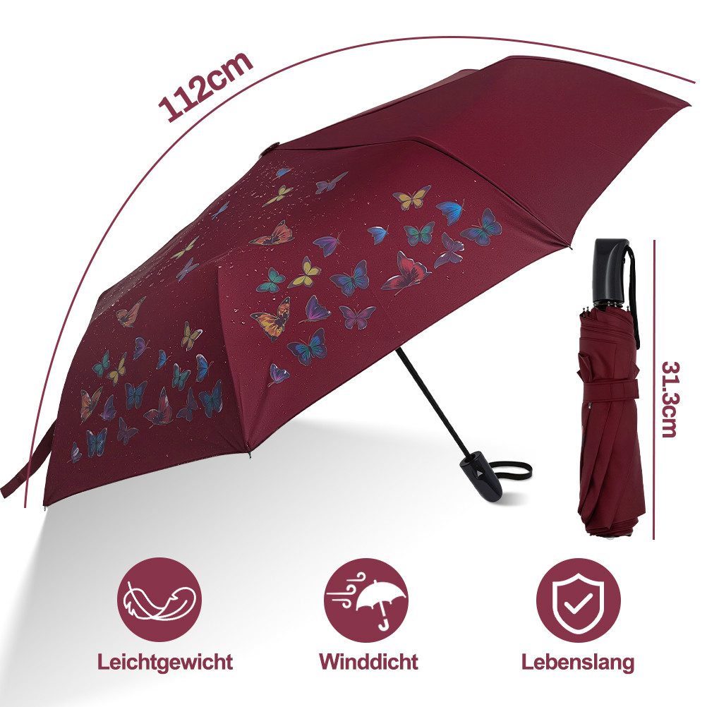Esun Taschenregenschirm Regenschirm, Umbrella Schirm mit Farbwechsel Regen Taschenschirm, Sonnenschirm, Schirm Klein, Taschenschirm Faltbar