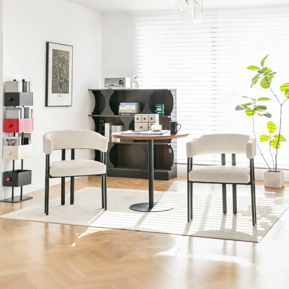 BBWL Esszimmerstuhl mit Armlehne und gebogenem Rücken, Metallrahmen, Memory Foam, Moderner Essstuhl Imitatleder, für Küche, Wohnzimmer & Restaurant