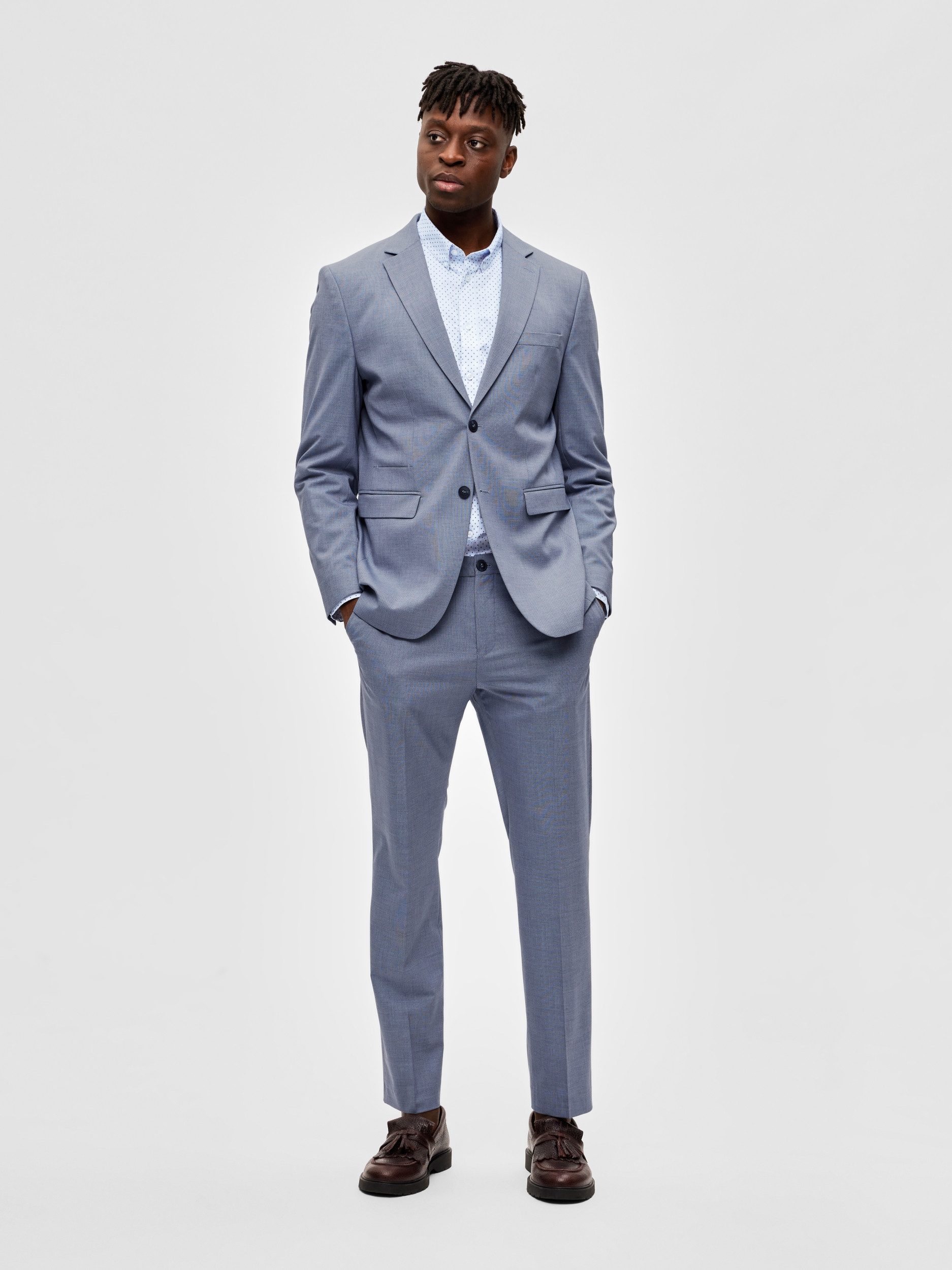 pieces Sakko - Slim Fit Blazer - SLHSLIM-TIMELIAM LT BLU STRUC BLZ FLEX B