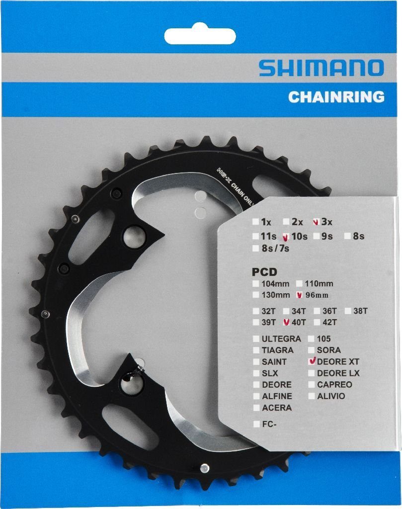 Fahrradketten Shimano Kettenblatt DEORE XT FC-M782 40 Z. 3x10-fach Alu