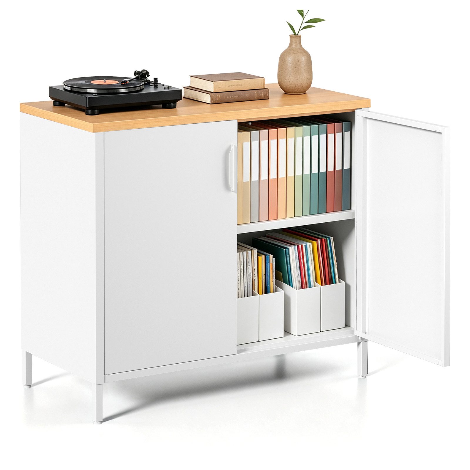 LHForgetech Mehrzweckschrank kleiner Aufbewahrungsschrank, Sideboard Vorratsschrank Flurschrank (1-St) Gartenschrank, verstellbarer Einlegeboden, 40x80x76cm