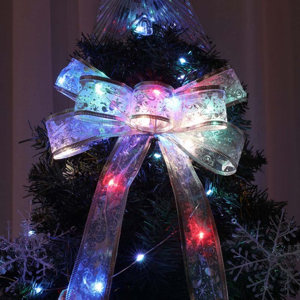 Deko, wasserdicht, (Mehrfarbig) Party Silber Kupferdraht Weihnachtsbaum Schleife, für Rosnek batterie, LED-Lichterkette
