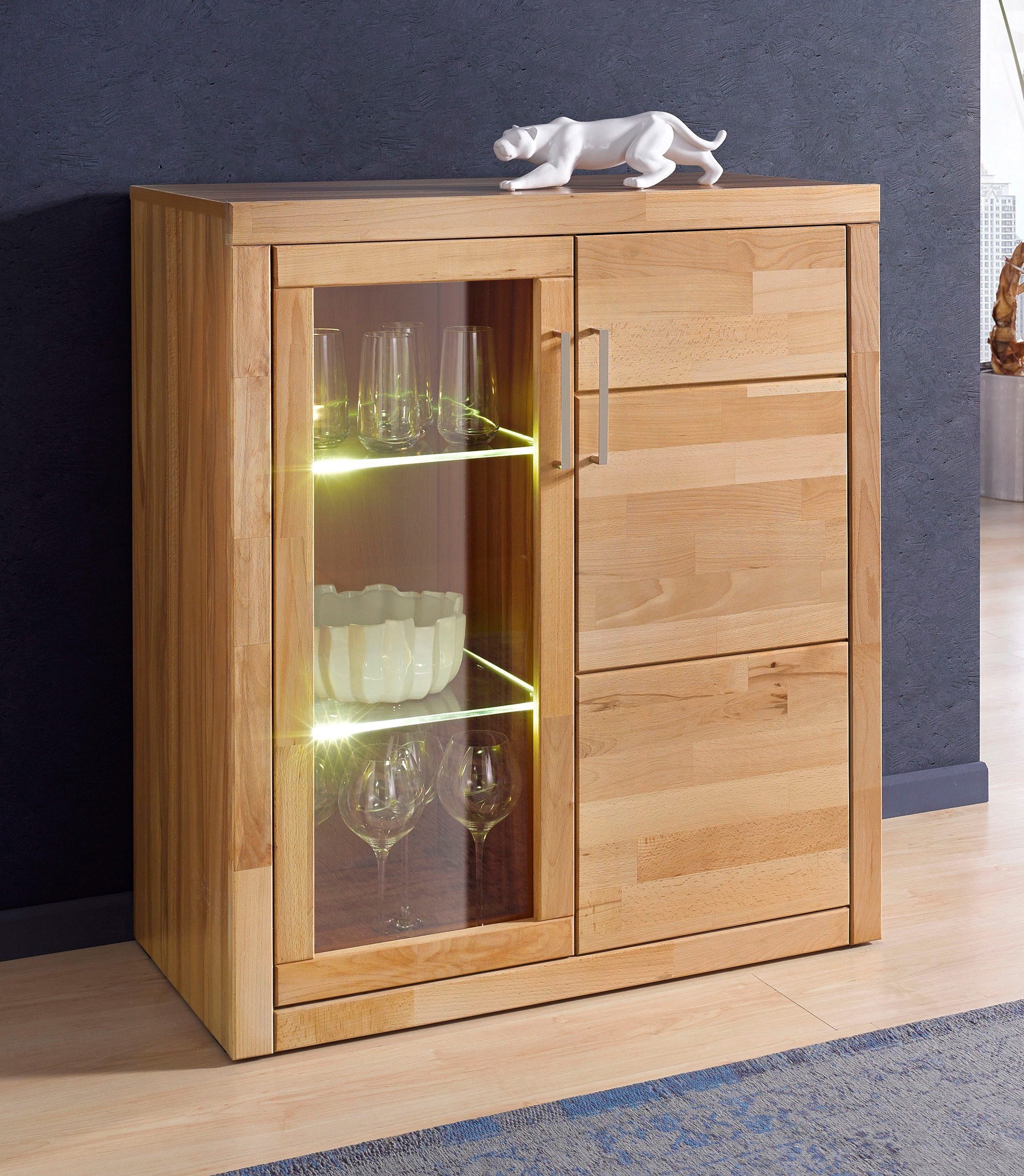 Home affaire Vitrine "Logo,100cm hoch,42 cm tief,Fronten Massivholz,6Fächer günstig online kaufen