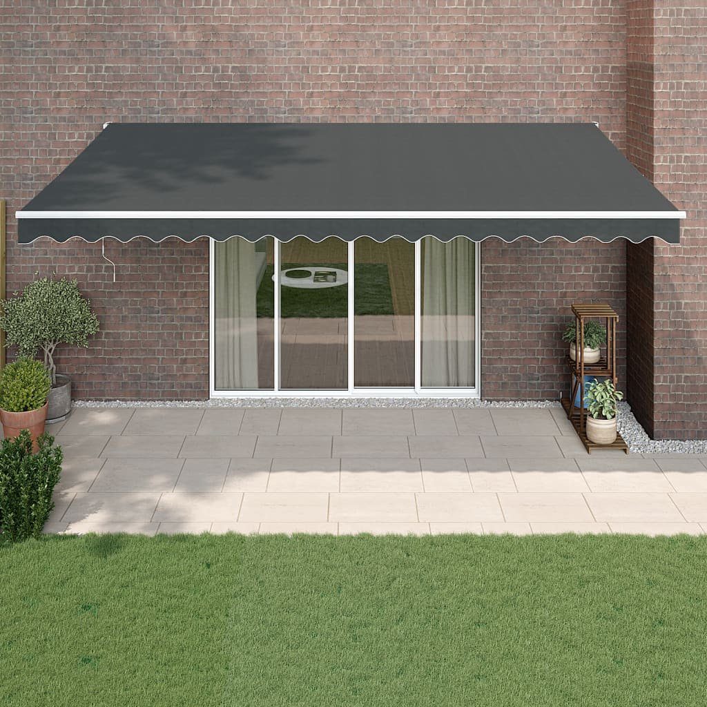 Markise Einziehbar Anthrazit 5x3 m Stoff und Aluminium