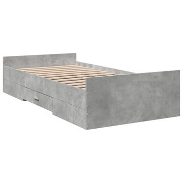 vidaXL Bett Bettgestell mit Schubladen Betongrau 90x200 cm Holzwerkstoff