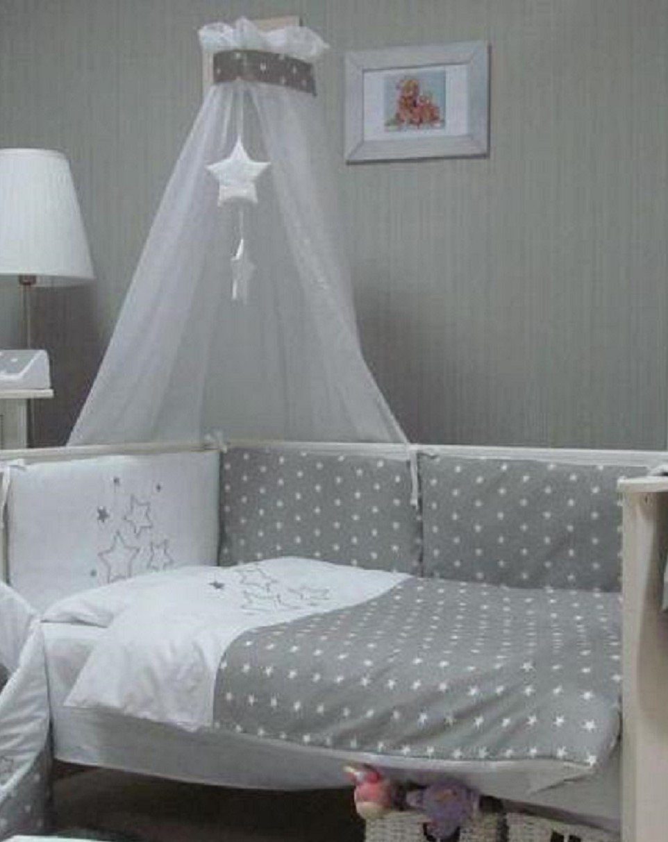 Bett-Set Baby Bett Set "Stars" 4tlg -Babybett Bett Ausstattung Babybettwäsche