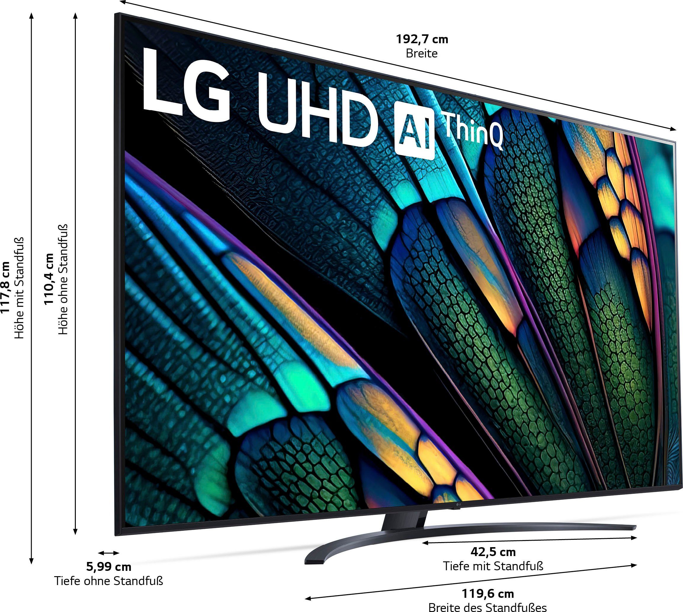 LG 86UR81006LA LED-Fernseher (218 cm/86 Zoll, 4K Ultra HD, Smart-TV, UHD,α7  Gen6 4K AI-Prozessor,HDR10,AI Sound Pro,AI Brightness Control), 217 cm  (86"), 4K UHD TV mit LCD-Panel und Direct LEDs für beeindruckende Details