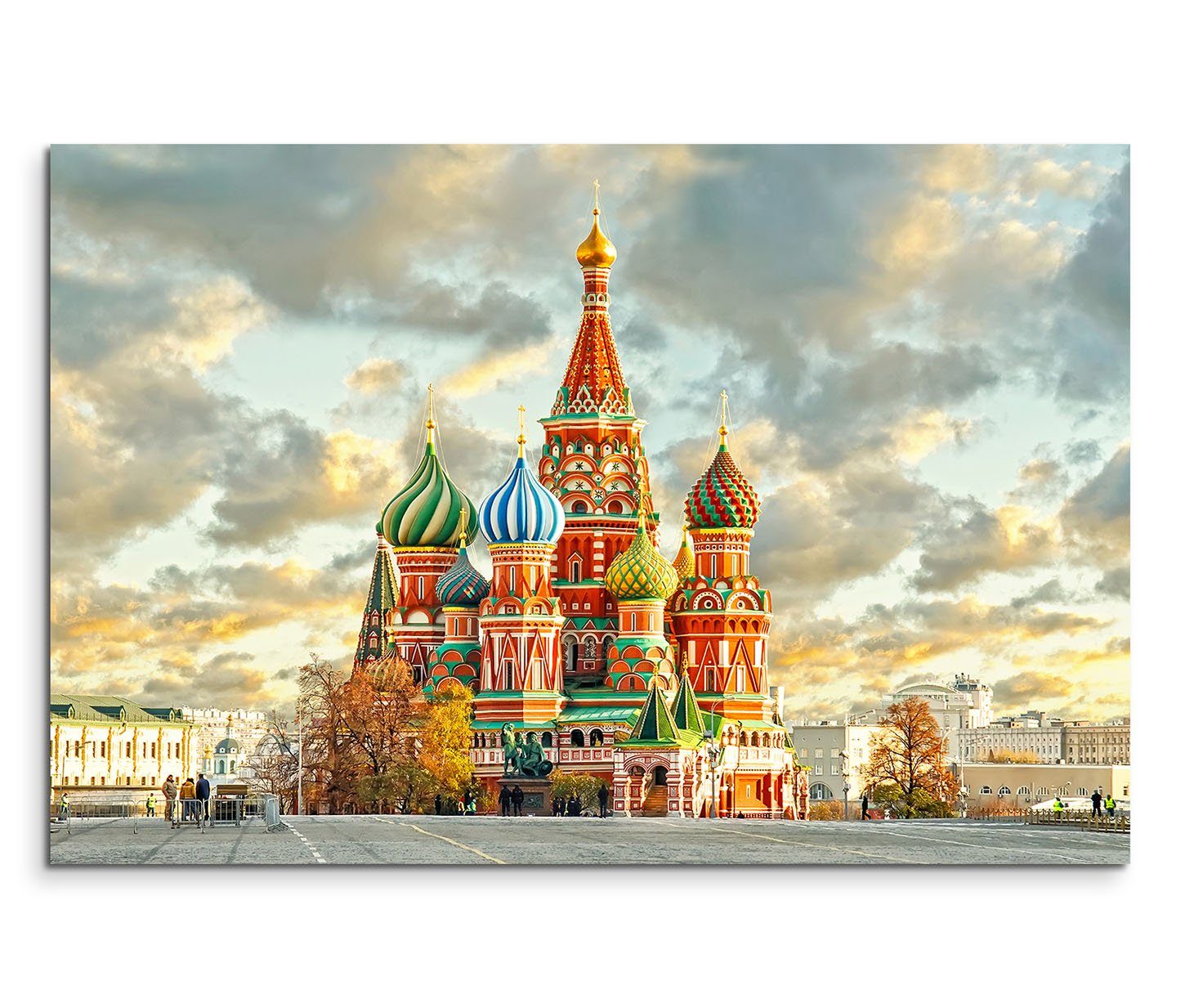 Sinus Art Leinwandbild 120x80cm Wandbild Russland Moskau Basilius Kathedrale Wolkenhimmel