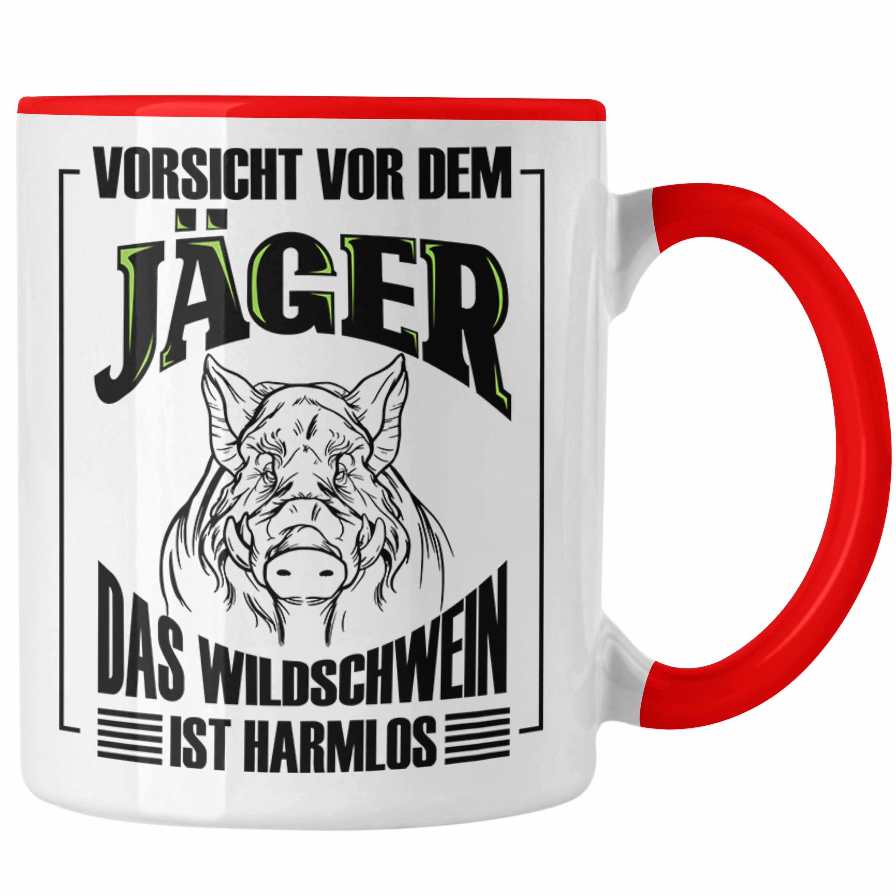 Trendation Tasse Lustige Spruch Jagd für Geschenkidee Rot Wildschwein Tasse Geschenk Jäger