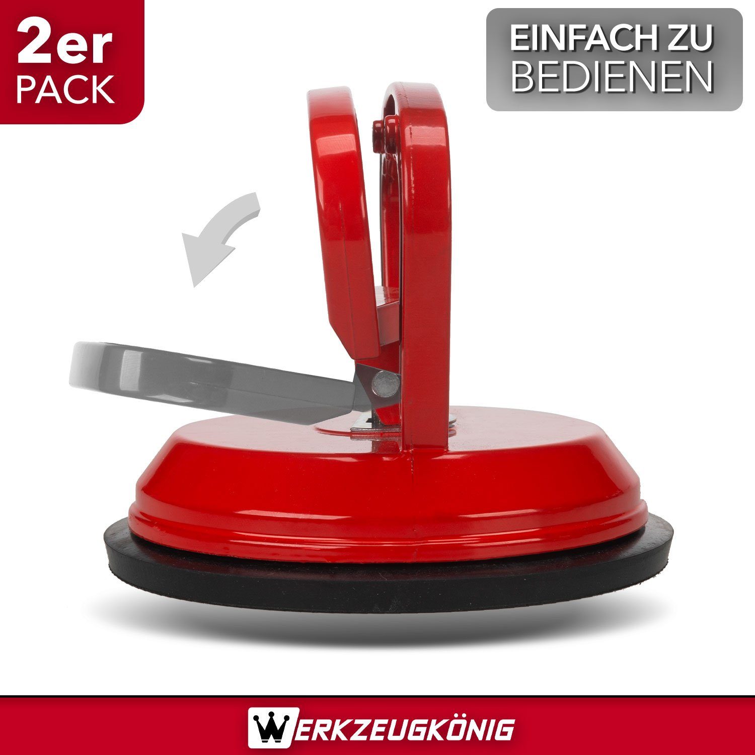 Werkzeugkönig Plattenheber Vakuumheber Saugheber, max. 50,00 kg Traglast, 1-fach Glassauger, -], 2er Set, Feststellhebel zum Ansaugen und Lösen - bis 170 kg belastbar