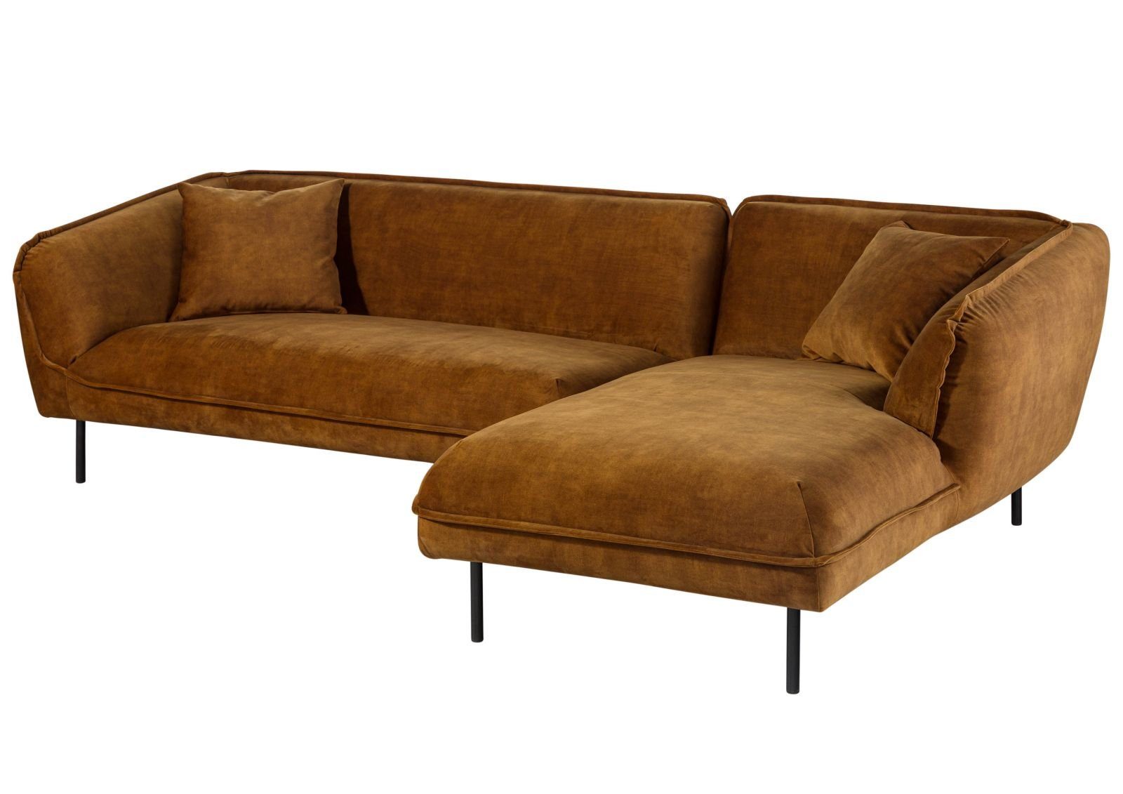 Massivmoebel24 Ecksofa, 277x173x76 Polyester cognac GENT