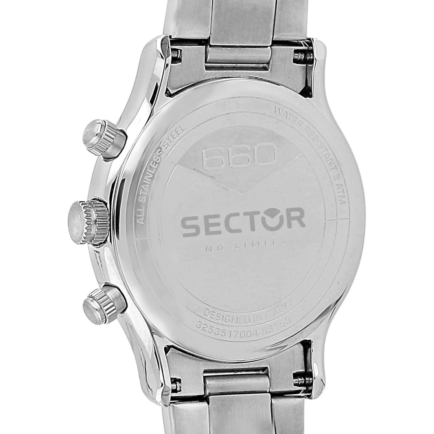 Sector Multifunktionsuhr groß Sector Armbanduhr Armbanduhr rund, silber, Herren (ca. Edelstahlarmband Herren Fash 43mm), Multifunkt