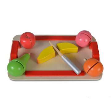 Moni Spiellebensmittel Spielzeug Obst Set 4306, Holz, Brett Messer Spielzeugfrüchte Klettverbindung
