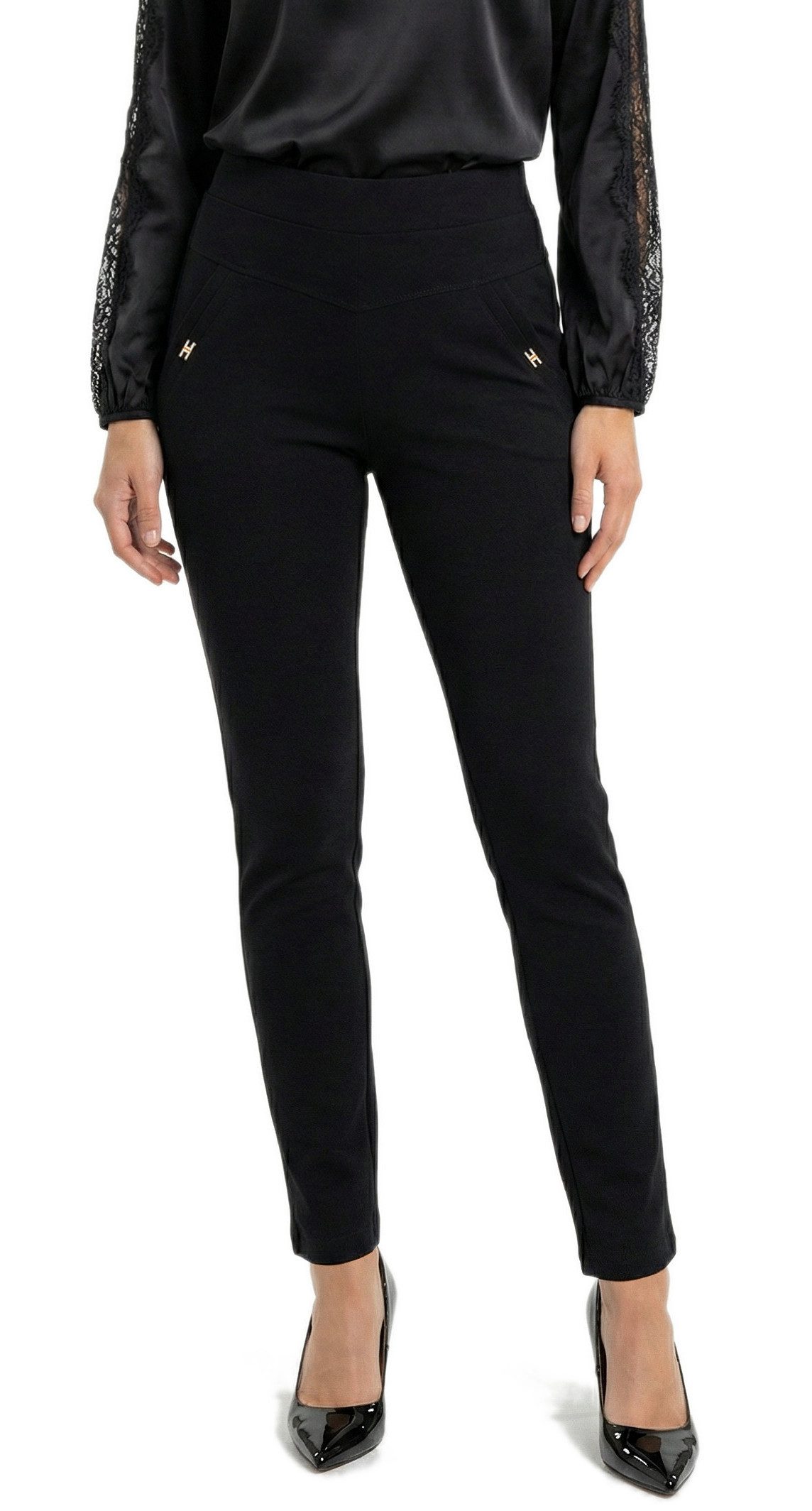 Schlupfhose Damen Schlupfhose Elegante Business-Hose Stoffhose Middle Waist