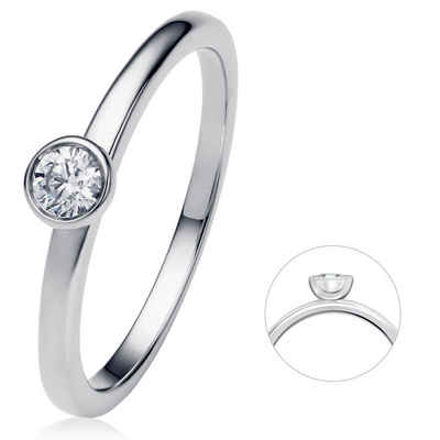 ONE ELEMENT Diamantring 0.15 ct Diamant Brillant Zarge Ring aus 950 Platin, Damen Platin Schmuck Zarge