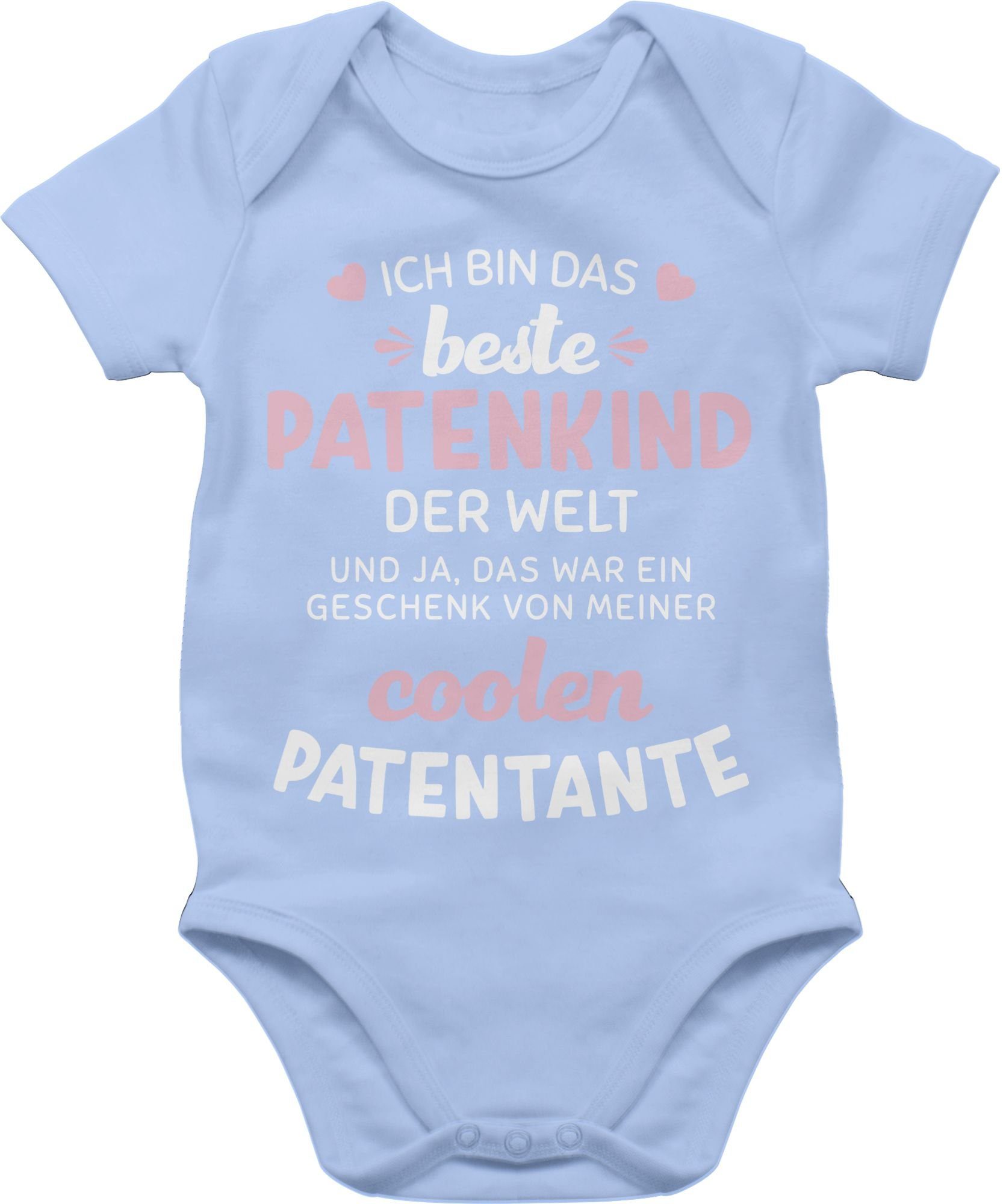 beste bin Babyblau Shirtracer der Baby Patentante das Welt 2 Ich Shirtbody Patenkind weiß/rosa