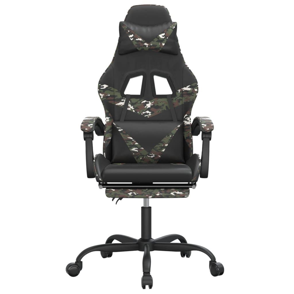und Camouflage und St) Gaming-Stuhl Schwarz vidaXL mit Camouflage | Gaming-Stuhl Schwarz Tarnfarben Schwarz (1 und Fußstütze Kunstleder