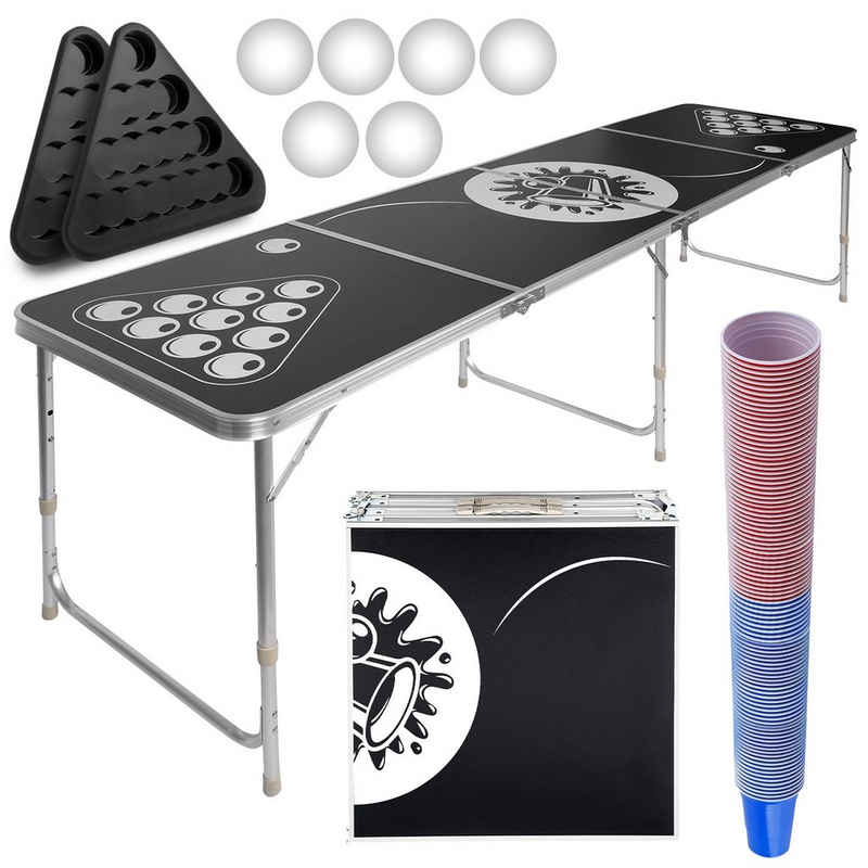 Jago Spieltisch Beer Pong Tisch Set+100 Becher/6 Bälle Bierpong Trinkspiel Partytisch