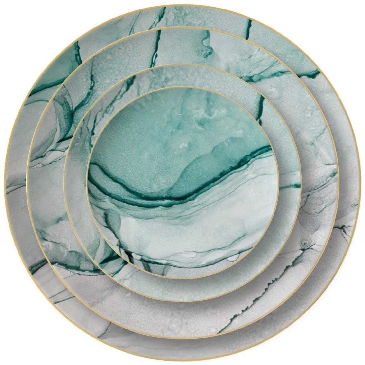 Teller-Set Luxuriöses Green Marble Bone China Geschirrset