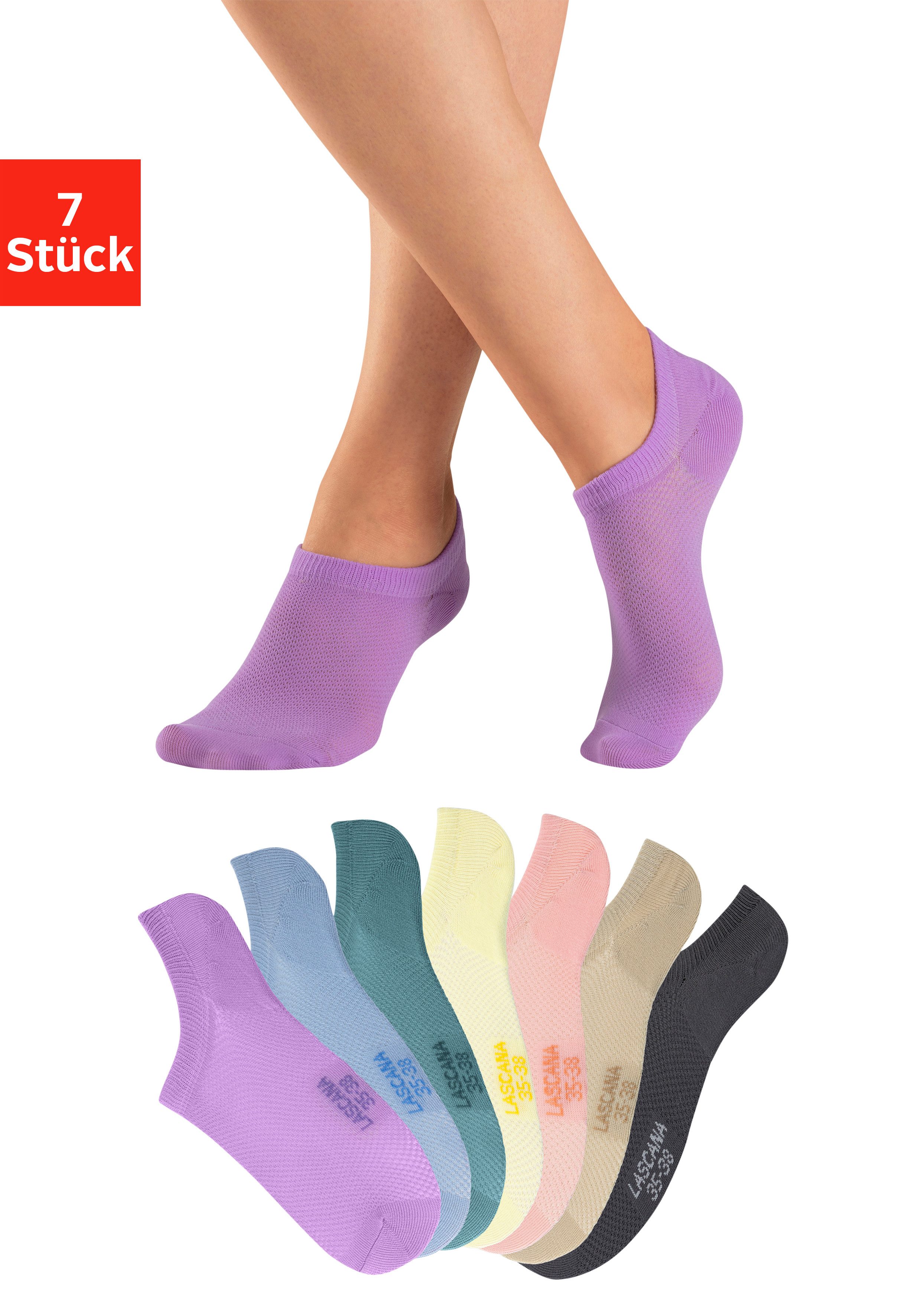 LASCANA ACTIVE Носки для кроссовок (Packung, 7-Paar) mit Pikeestruktur