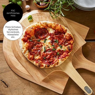 POWERHAUS24 Pizzaschieber Pizza-Schieber aus Holz, 36 cm, Servierbrett