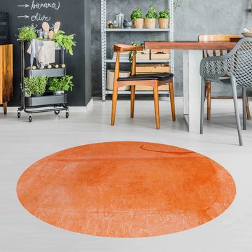 Teppich Vinyl Wohnzimmer Schlafzimmer Flur Küche Abstrakt modern, Bilderdepot24, rund - orange glatt, nass wischbar (Küche, Tierhaare) - Saugroboter & Bodenheizung geeignet