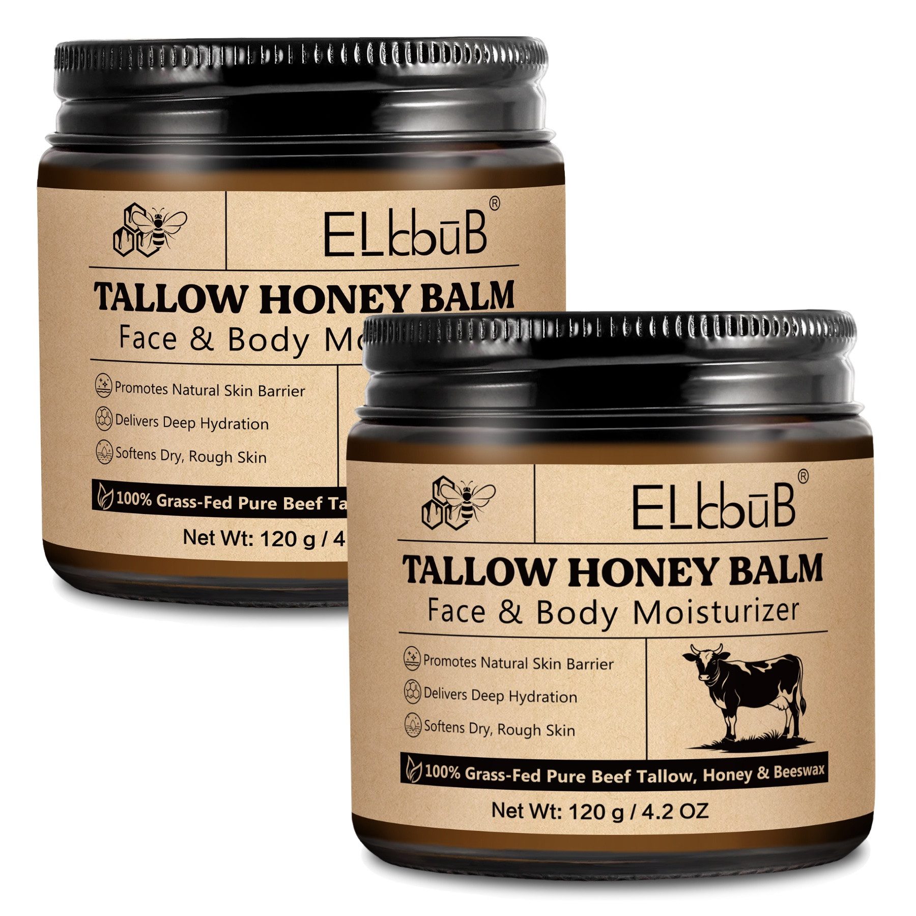 P-Beauty Cosmetic Accessories Feuchtigkeitscreme Gesicht Balsam Hautcreme Hautpflegecreme Rindertalg Honig Beef Tallow, 2-tlg., Feuchtigkeitscreme, Tagespflege, Tagescreme