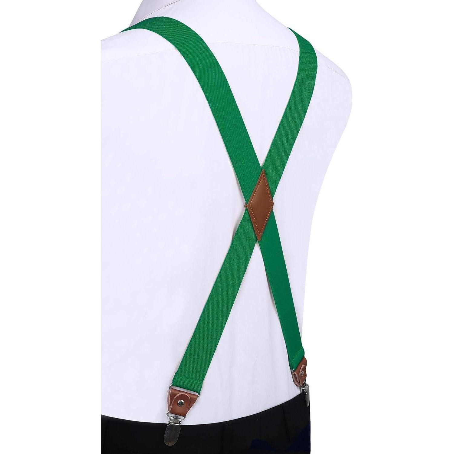 LuxusKollektion Hosenträger Hosenträger Herren Damen X Form 4 Metallclips Grün