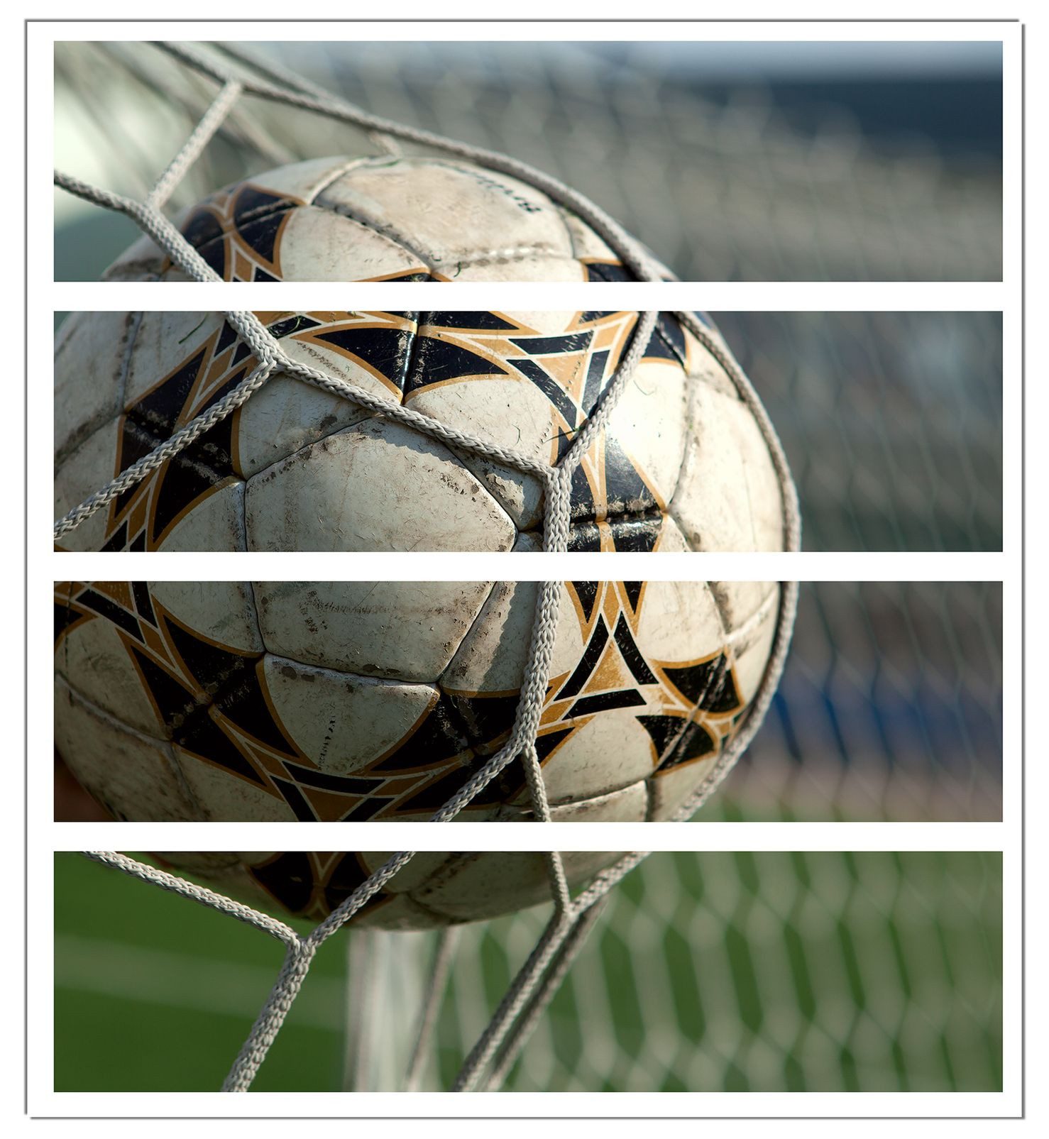 Wallario Möbelfolie Fußball - Ball im Tor - Bolzplatz