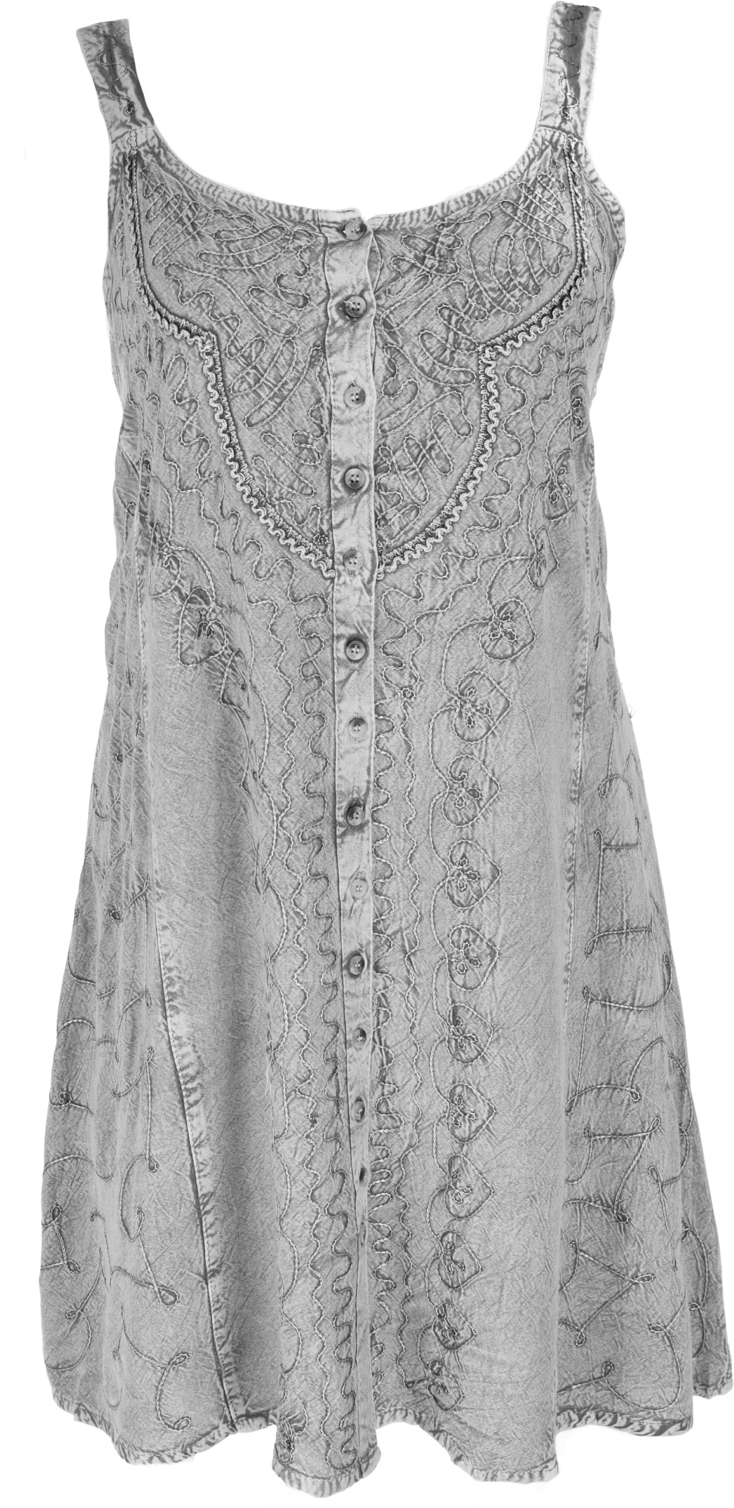 Guru-Shop indisches Bekleidung Kleid, grau/Design Midikleid alternative Boho chic.. Besticktes Hippie 25