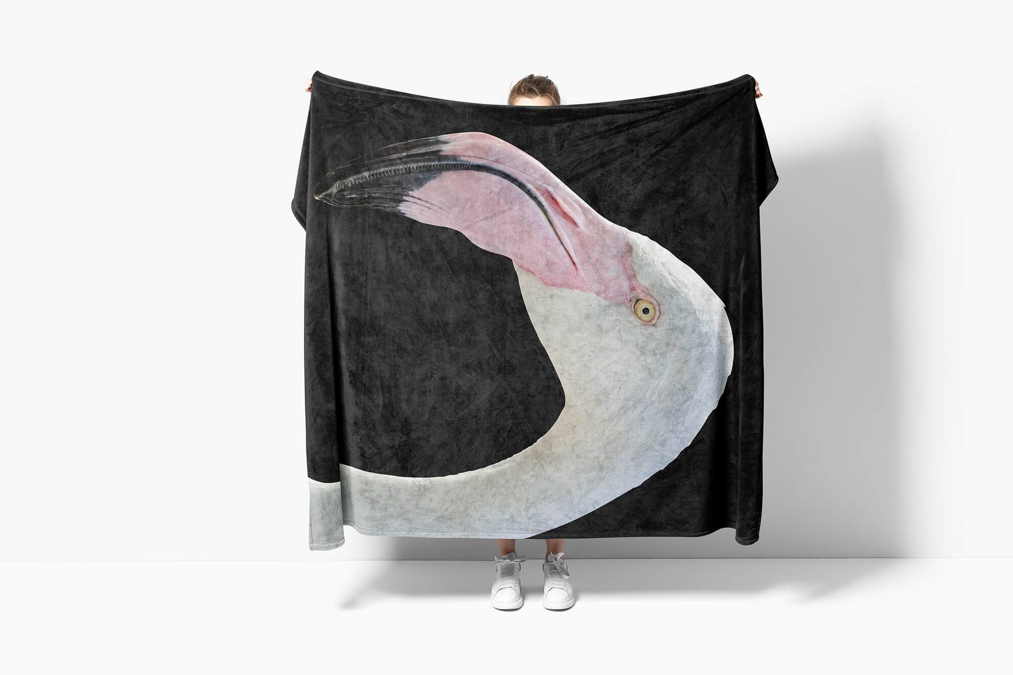 (1-St), Flamingo Sinus Saunatuch Art Baumwolle-Polyester-Mix Schnabel, Handtuch Handtücher Strandhandtuch mit Kuscheldecke Handtuch Tiermotiv