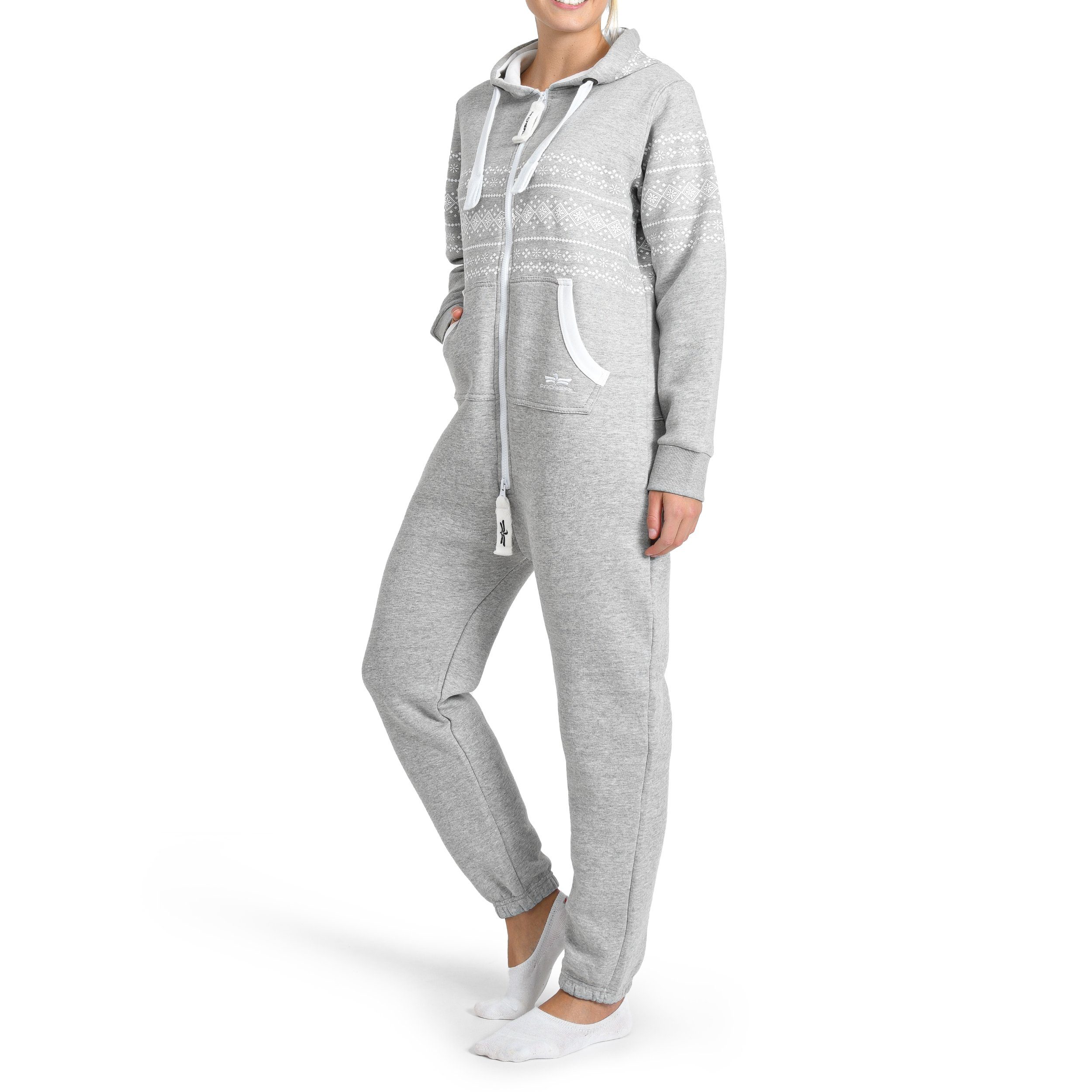 Jogging Einteiler Training Jumpsuit Finchgirl Anzug Overall FG117 Jumpsuit Damen Hellgrau