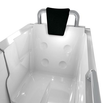 AcquaVapore Badewanne Sitzbadewanne Senioren Wanne Sitzwanne mit Tür S07-TH-B 140x76cm, mit Fußgestell und Ablaufarmatur