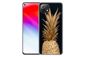 MuchoWow Handyhülle Ananas - Gold - Farbe - Schwarz - Obst - Luxus, Phone Case, Handyhülle Xiaomi Mi 11 Lite, Silikon, Schutzhülle