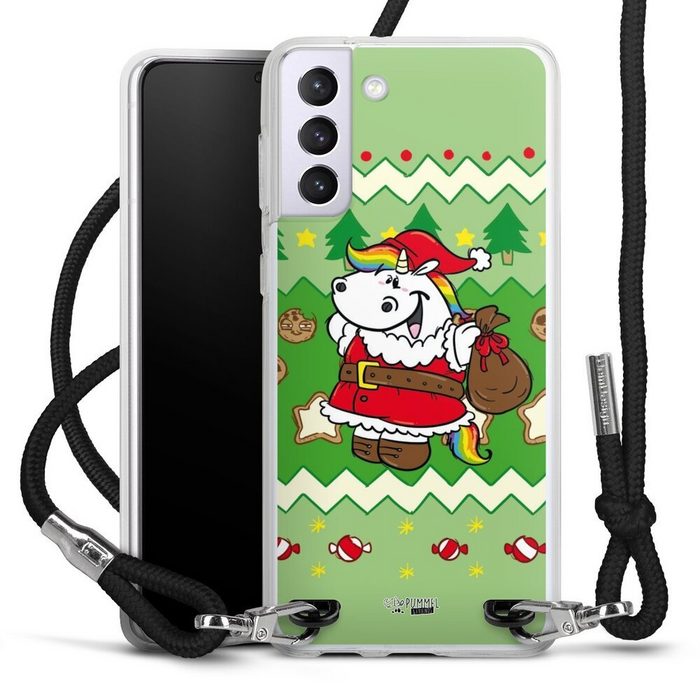 DeinDesign Handyhülle Ugly Christmas Pummeleinhorn Grün Samsung Galaxy S21 Plus 5G Handykette Hülle mit Band Case zum Umhängen
