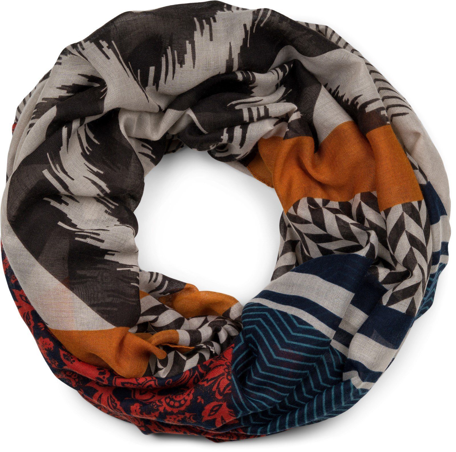 Loop Loop Schal Zick-Zack Paisley Muster Mix