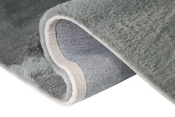 Hochflor-Teppich Teppich Kunstfellteppich Hochflor Faux Fur Hasenfell uni grau, Teppich-Traum, rechteckig, Höhe: 30 mm