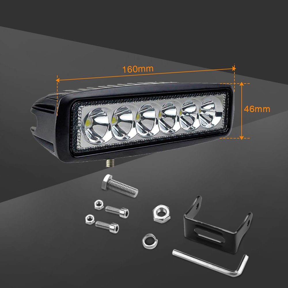 Clanmacy LED Scheinwerfer LED Arbeitsscheinwerfer, für Arbeitslicht LED Rückfahrscheinwerfer ATV SUV, IP67 Offroad, 12V 24V 18W Rechteck, Scheinwerfer Traktor