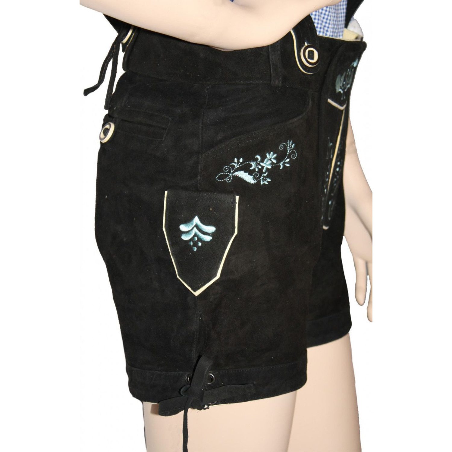 German Wear Trachtenlederhose GW20 Türkis kurze trachten lederhose Wildbock damenlederhose