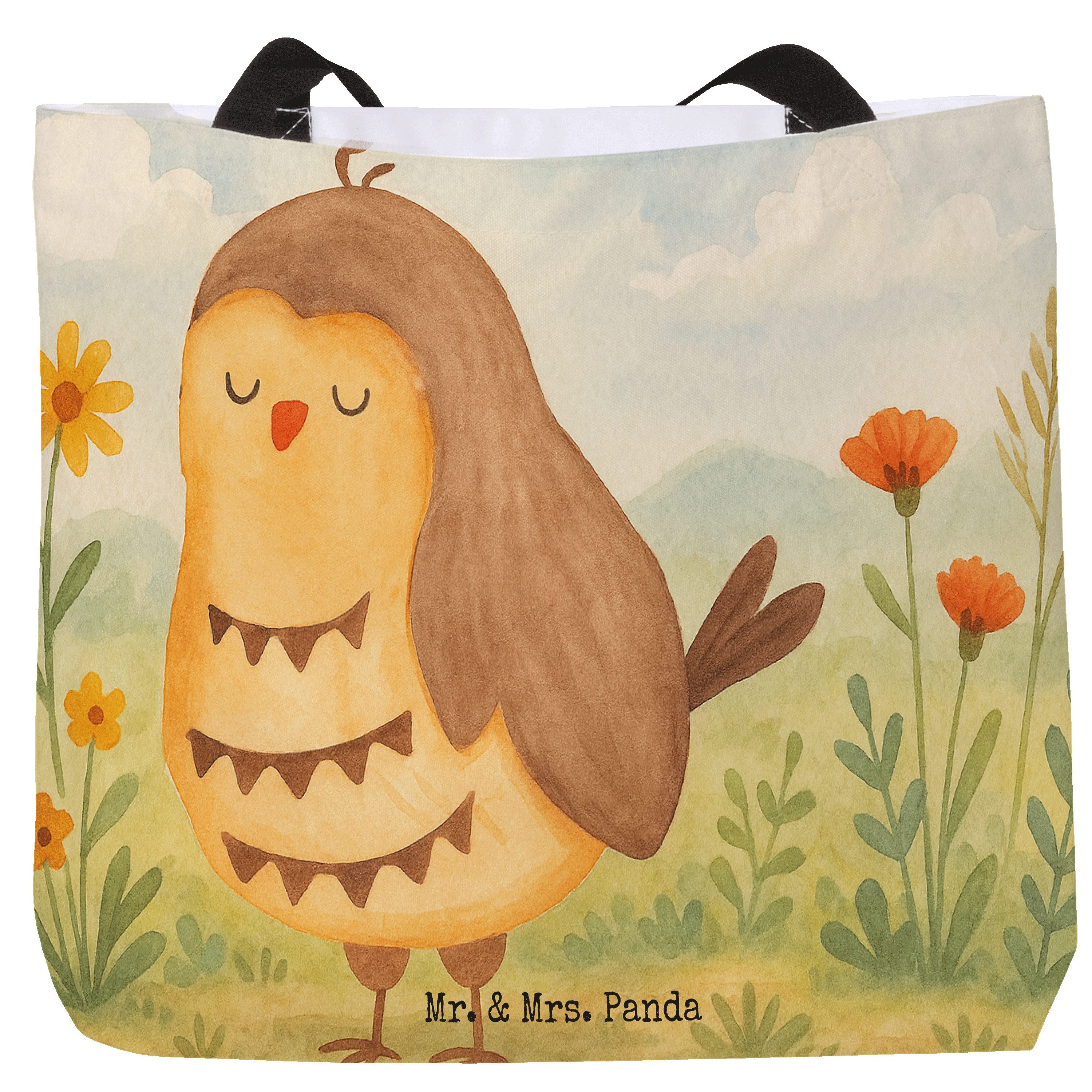 Shopper Eule Zufrieden Design, Tote Bag, Weiß, Owl, Tasche, Geschenk Hochzeit