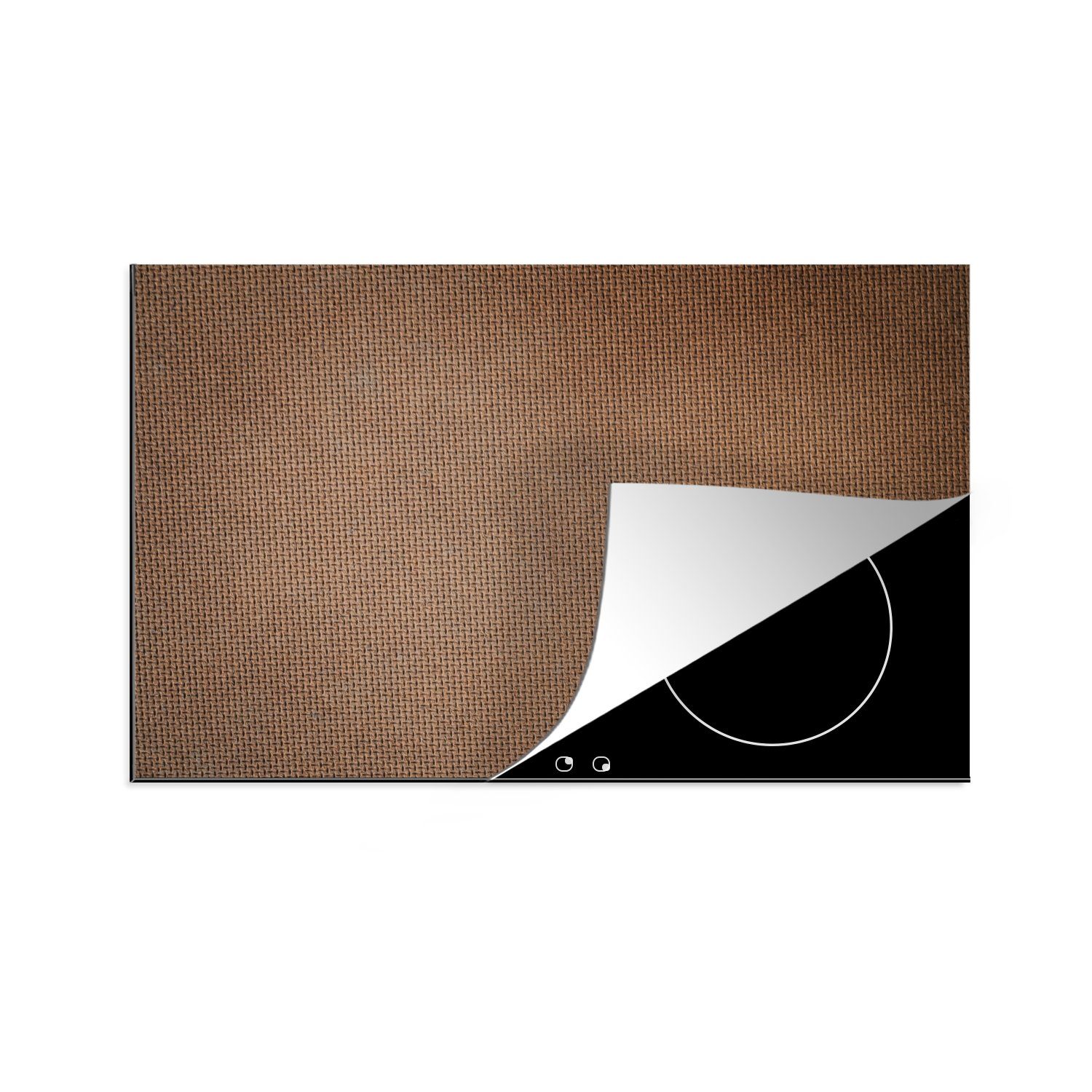 MuchoWow Herdblende-/Abdeckplatte Schachbrettmuster - Orange - Hell - Muster, Vinyl, (1 tlg), 81x52 cm, Induktionskochfeld Schutz für die küche, Ceranfeldabdeckung