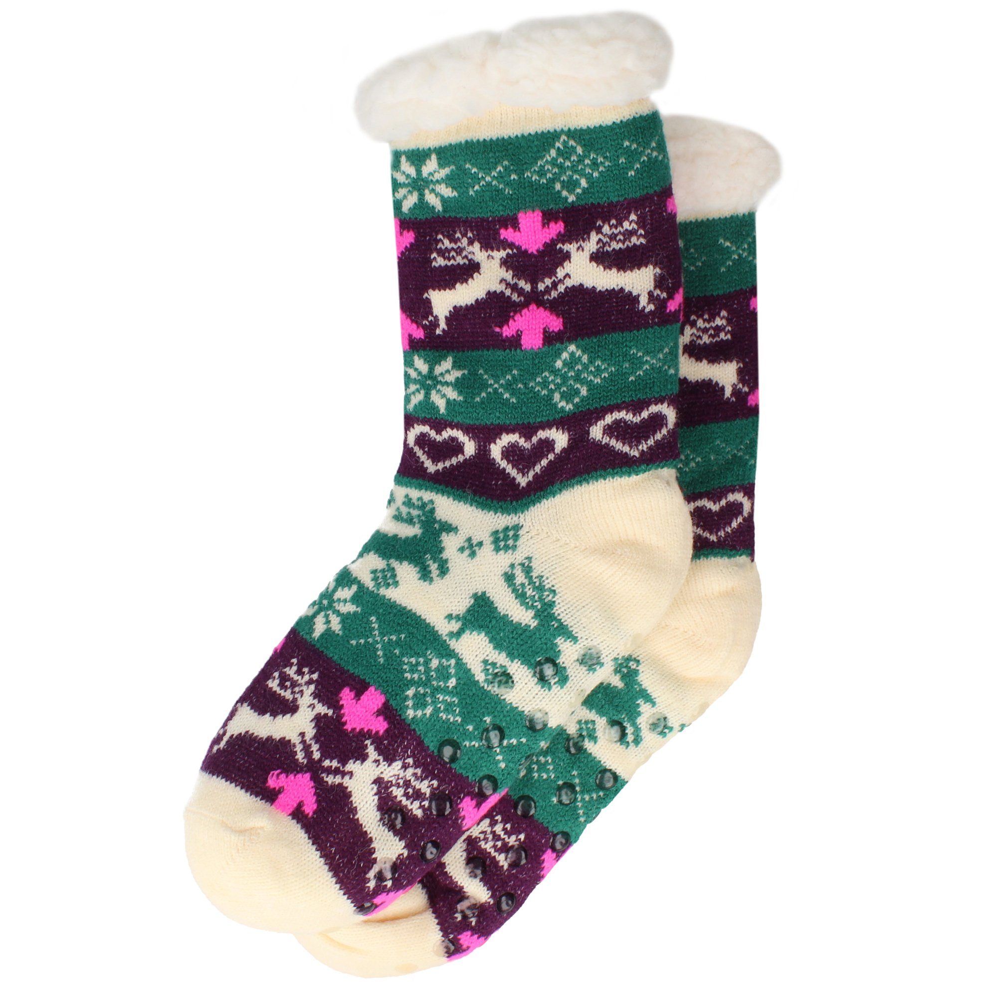 filsko Komfortsocken Socken mit Teddy Fell gefüttert mit Weihnachtsmotiven