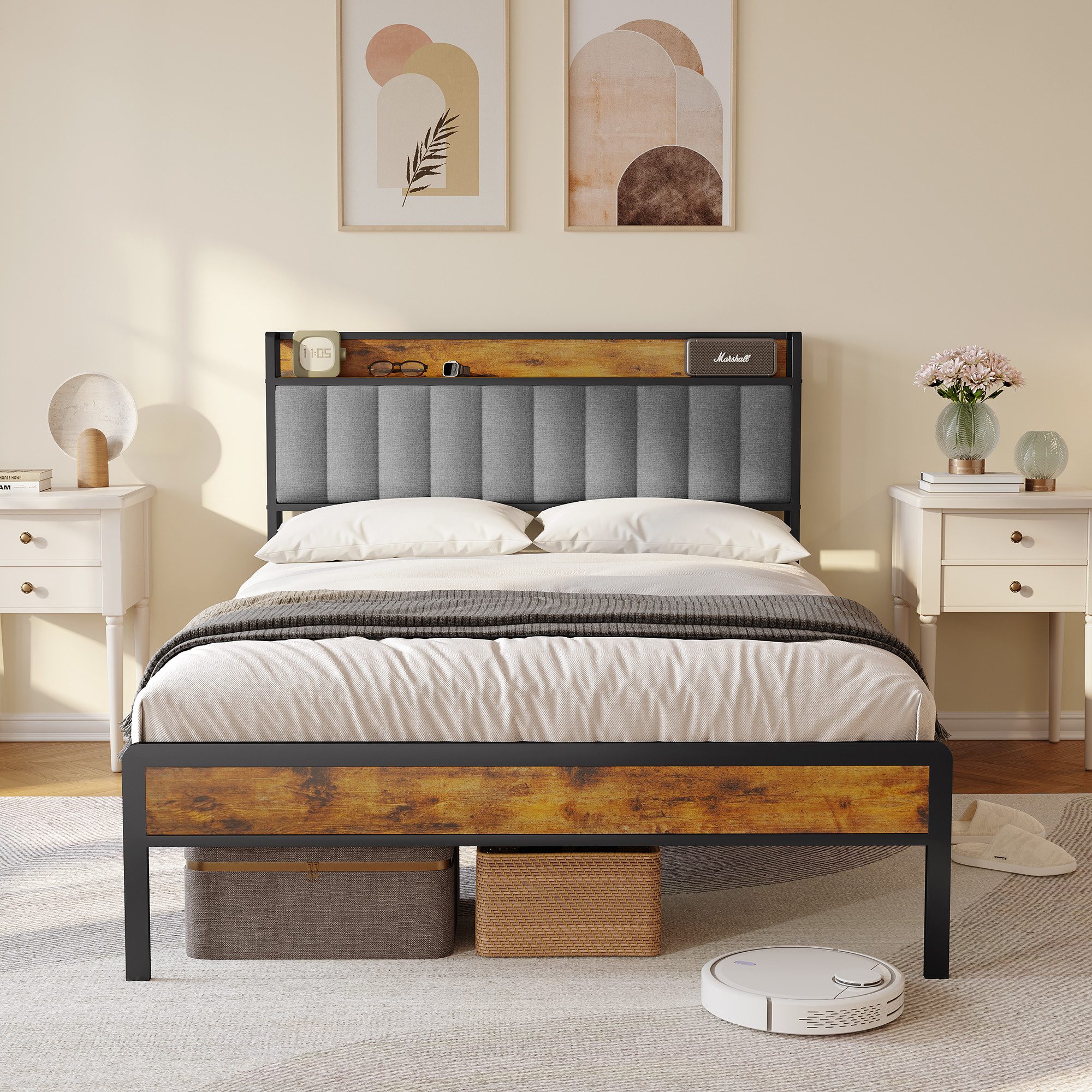 Bealife Polsterbett,Doppelbett, Bettgestell mit Kopfteil, Holzbett günstig online kaufen