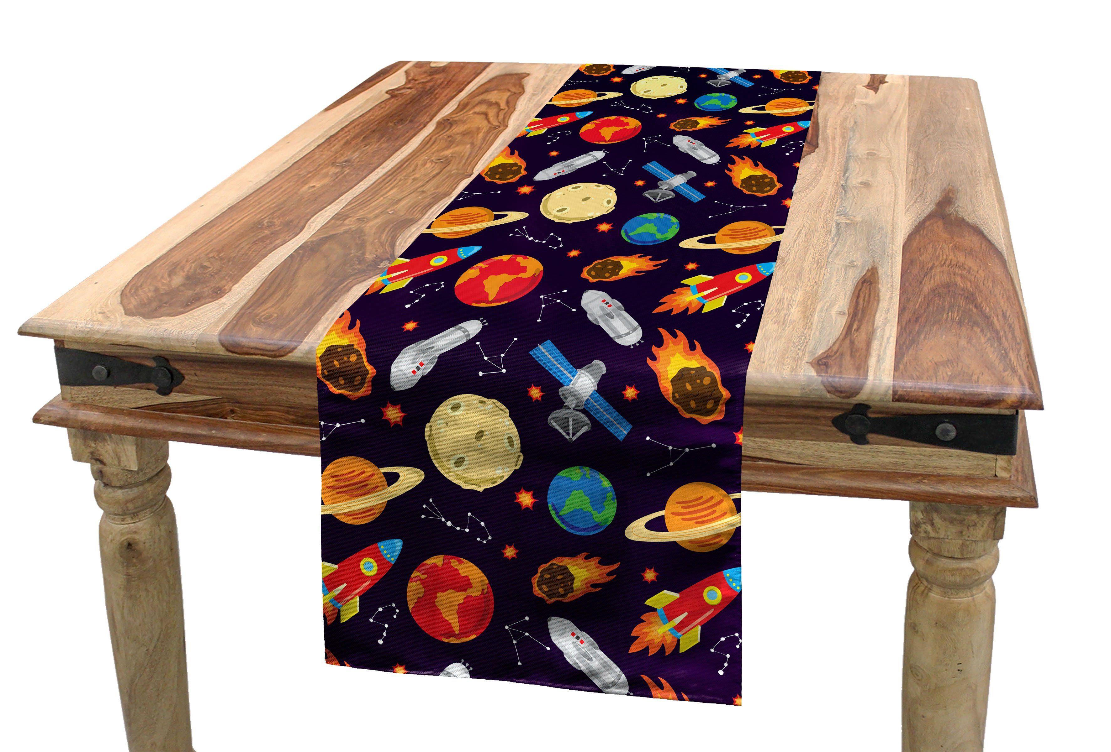 Abakuhaus Tischläufer Esszimmer Küche Rechteckiger Dekorativer Tischläufer, Platz Universe Theme Erde