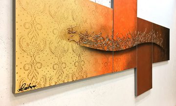 WandbilderXXL XXL-Wandbild Golden Whispering 220 x 110 cm, Abstraktes Gemälde, handgemaltes Unikat