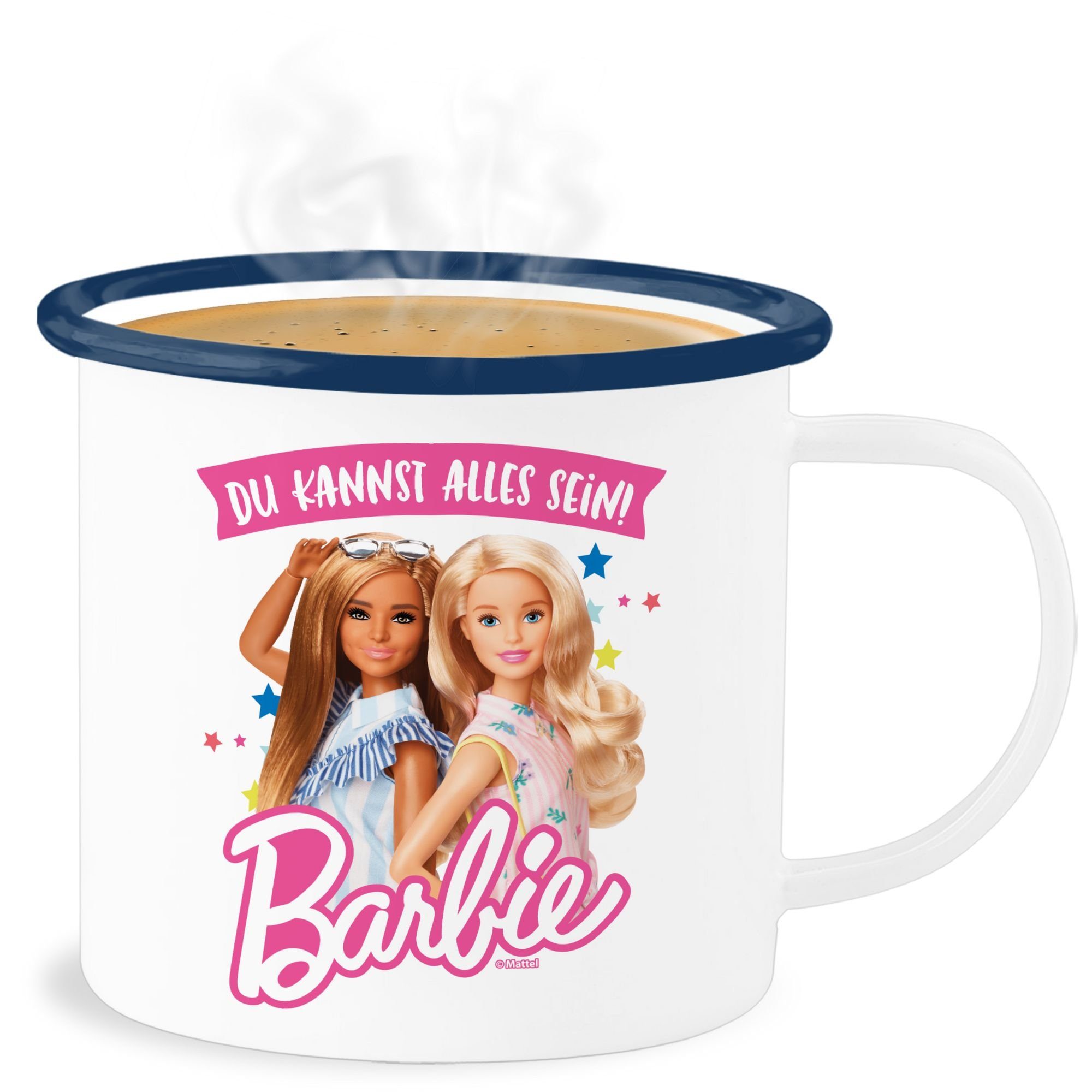 Shirtracer Becher Du kannst alles sein!, Stahlblech, Barbie Tasse 3 Weiß Blau