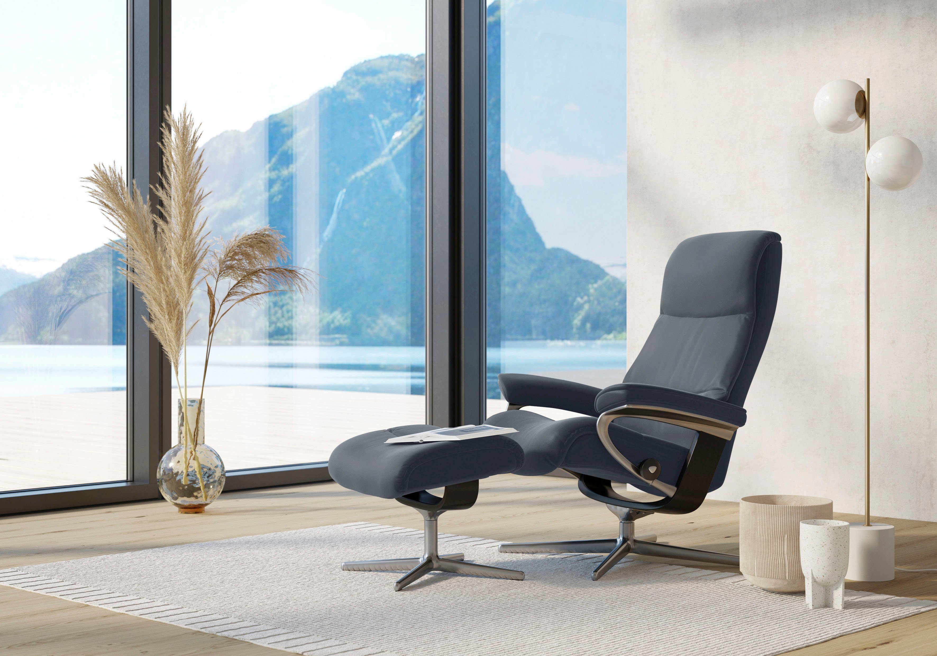 Stressless® Relaxsessel View, mit Cross Base, Größe S, M & L, Holzakzent Schwarz